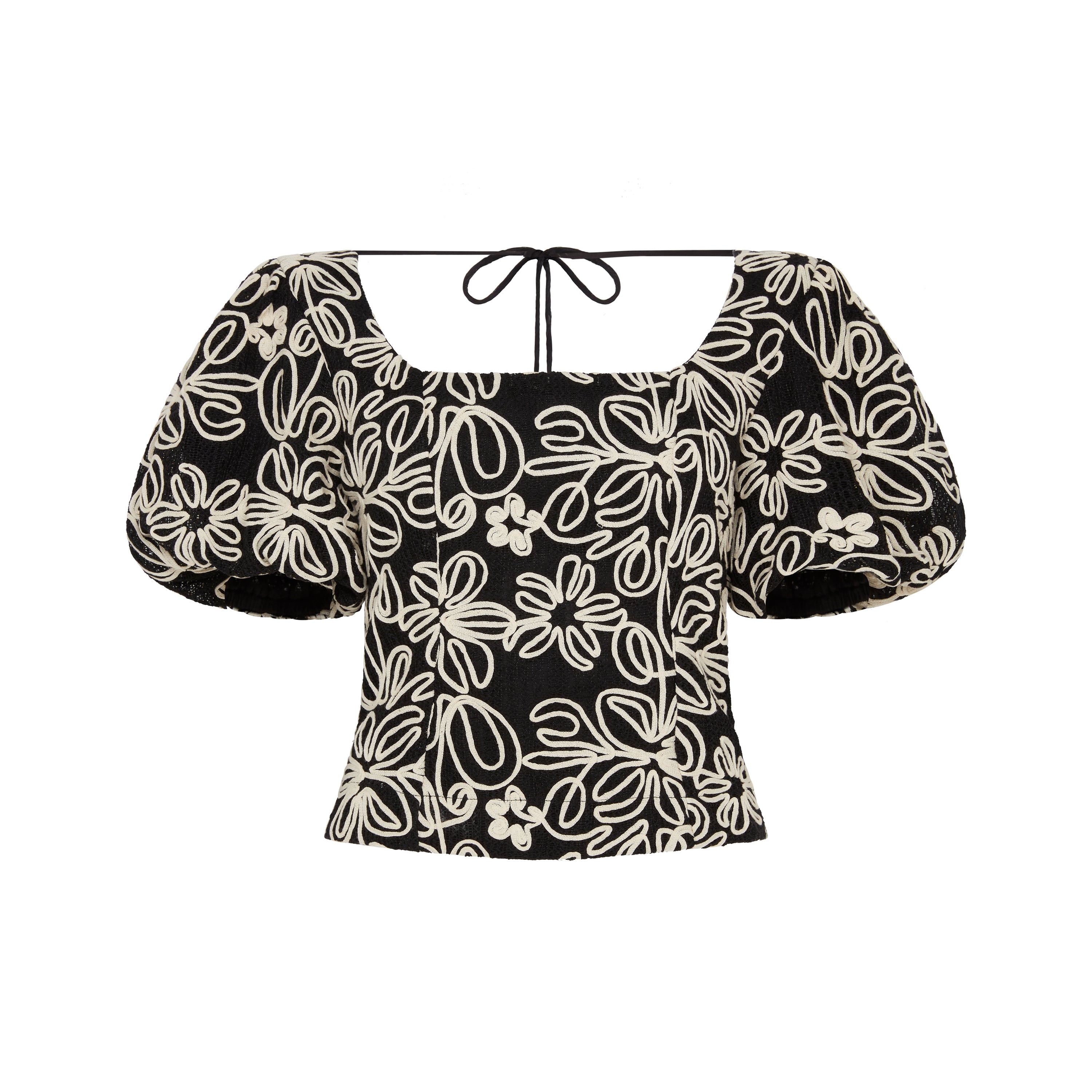 Rhea Lace Black And White Fitted Top