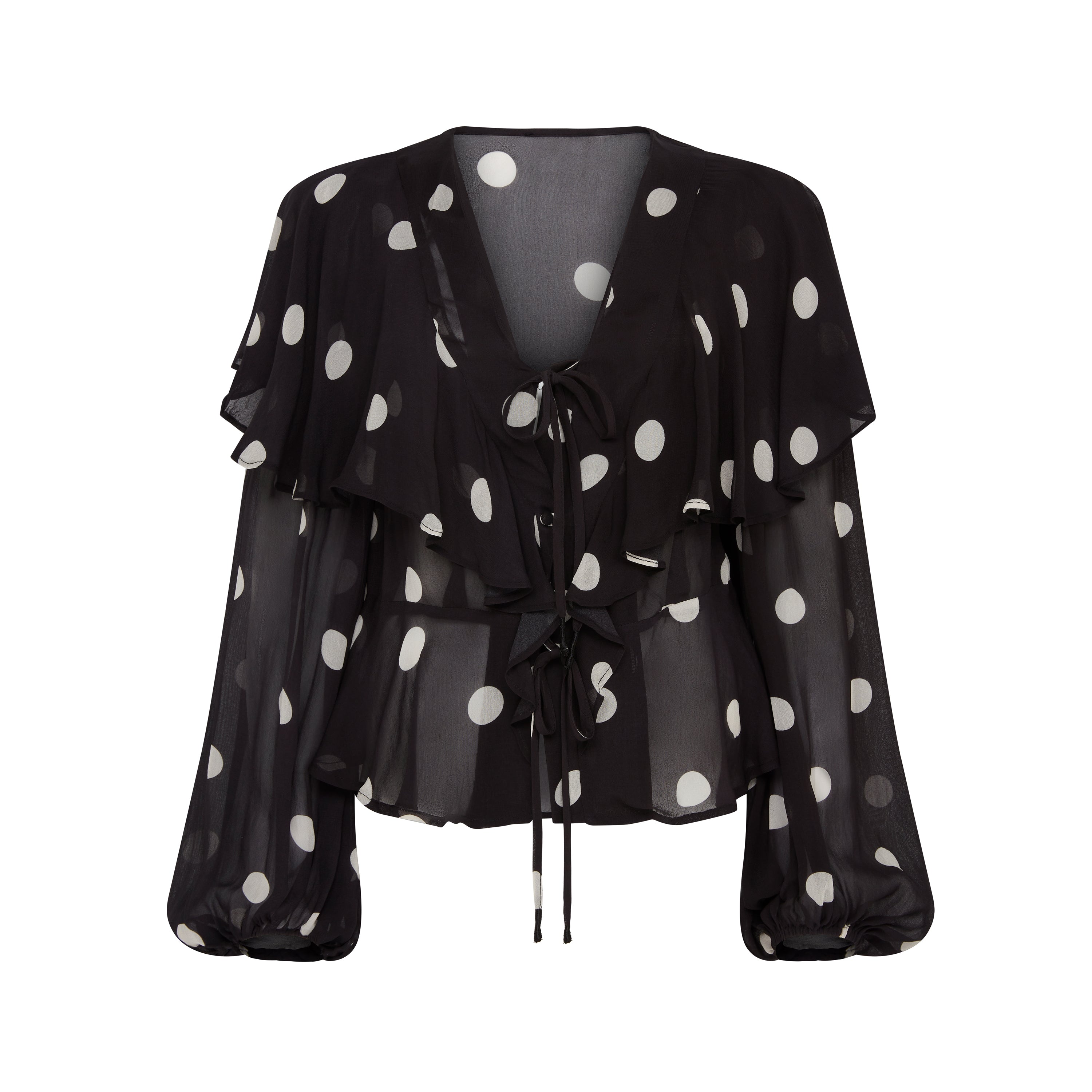 Saphi Spot Frill Blouse