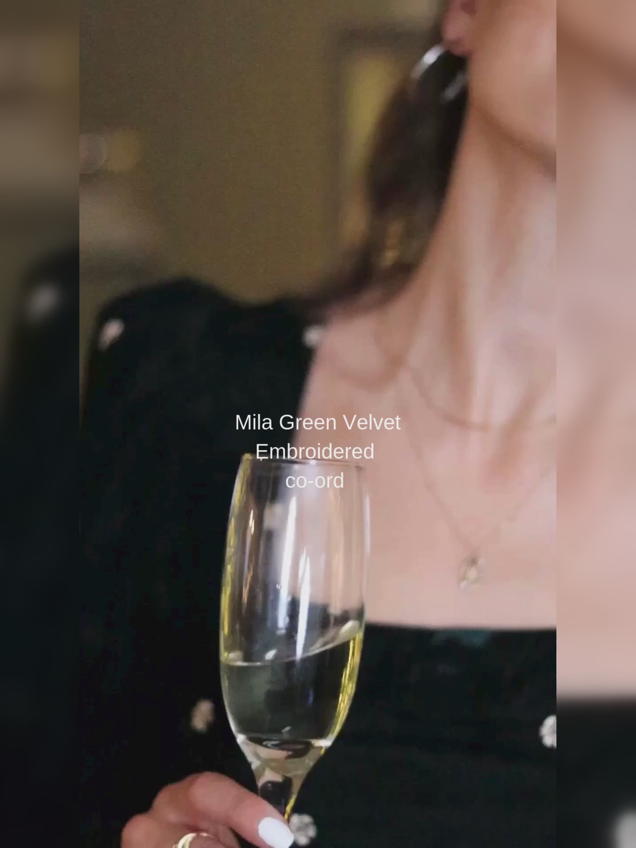 Mila Green Velvet Embroidered Top