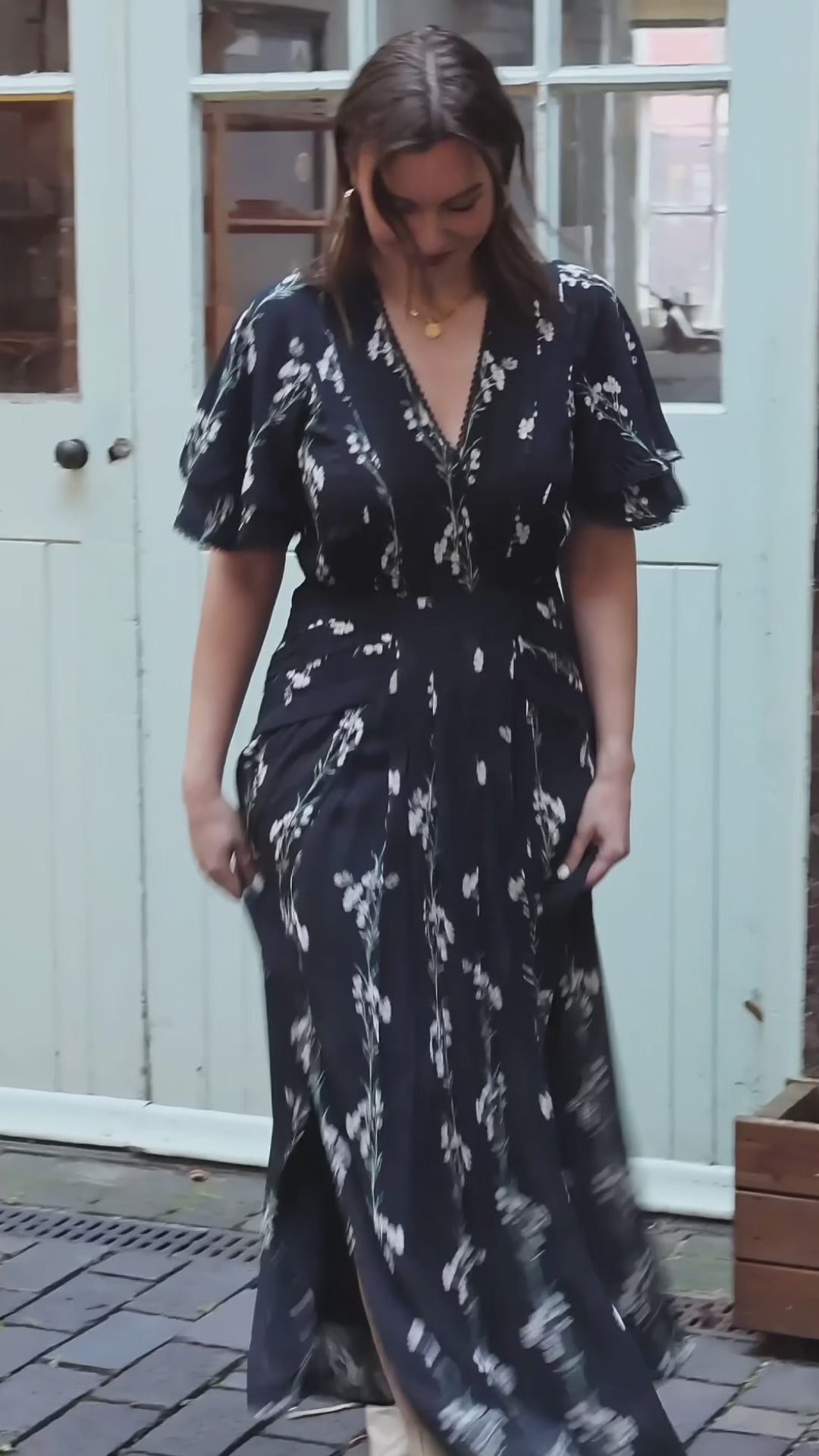 Sophia Spring Berry Black Frill Dress