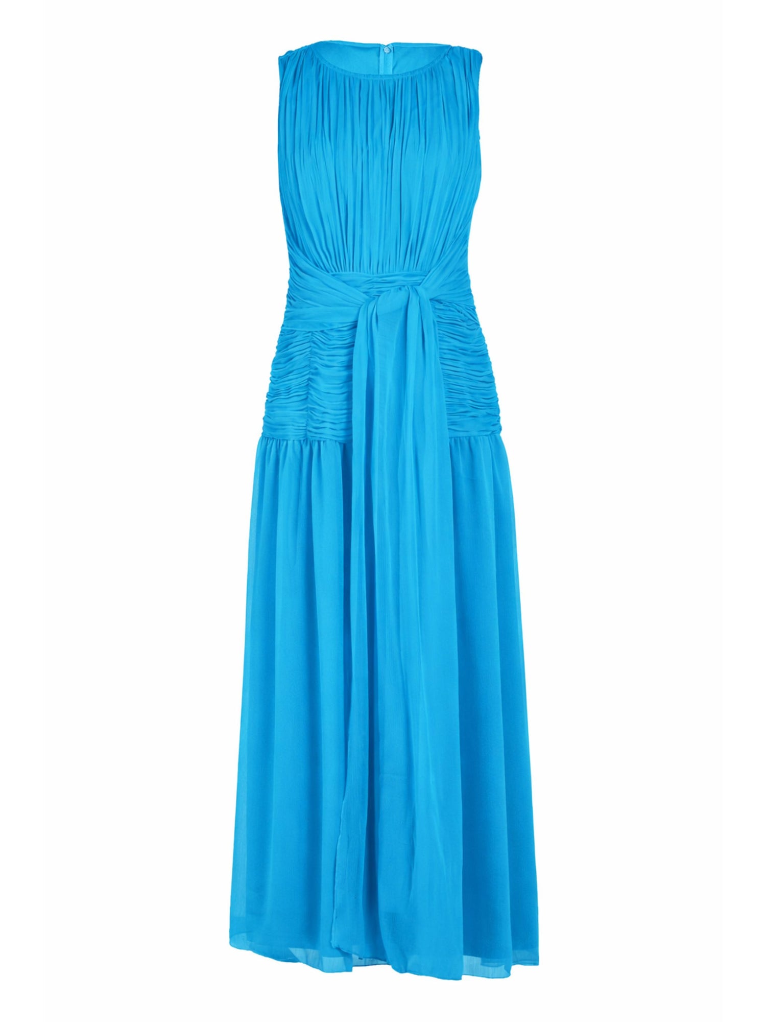 Amy Turquoise Blue Drape Tie Waist Maxi Dress