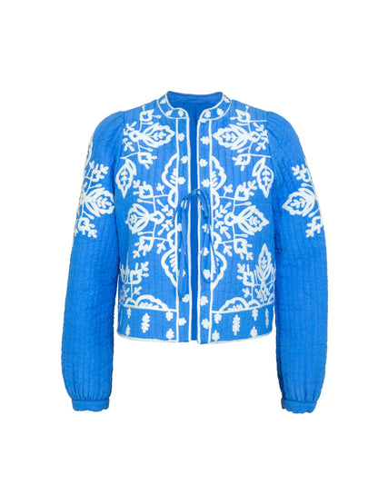 Lori Blue Embroidered Quilted Jacket 