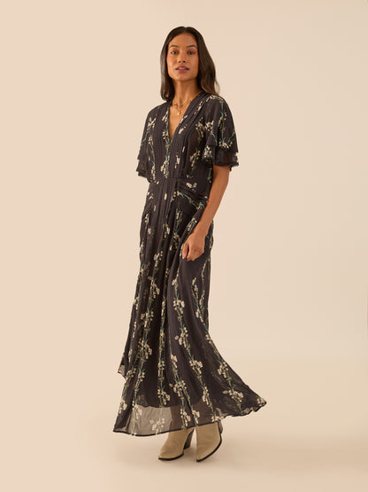 Sophia Spring Berry Black Frill Dress