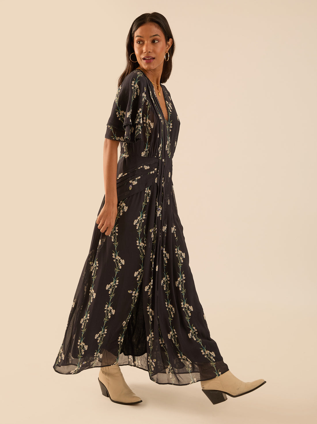 Sophia Spring Berry Black Frill Dress
