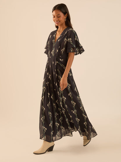 Sophia Spring Berry Black Frill Dress