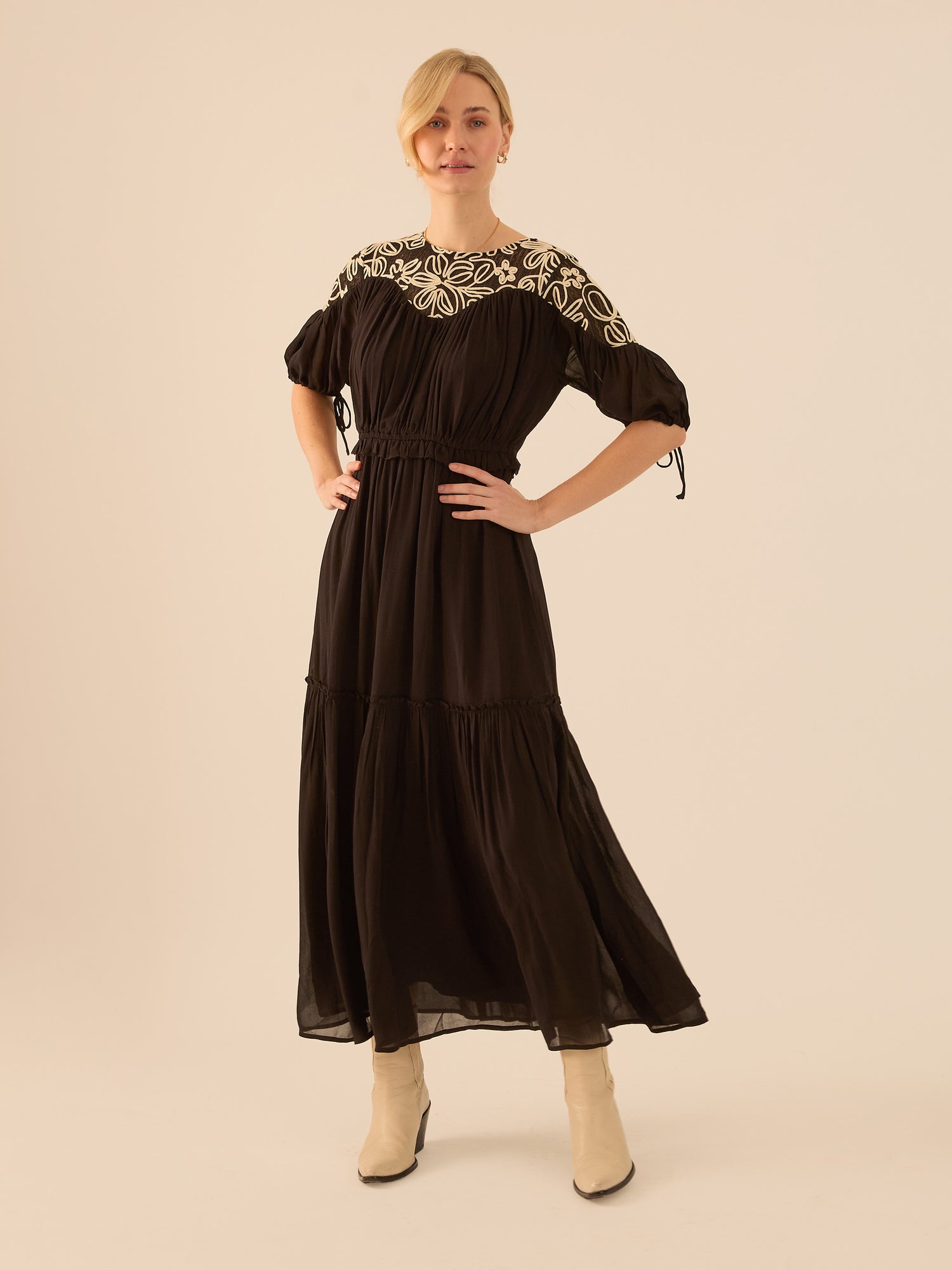 Rhea Black Lace Maxi Boho Dress Rose & Nancy Rhea Black Lace Maxi Boho Dress Rose & Nancy