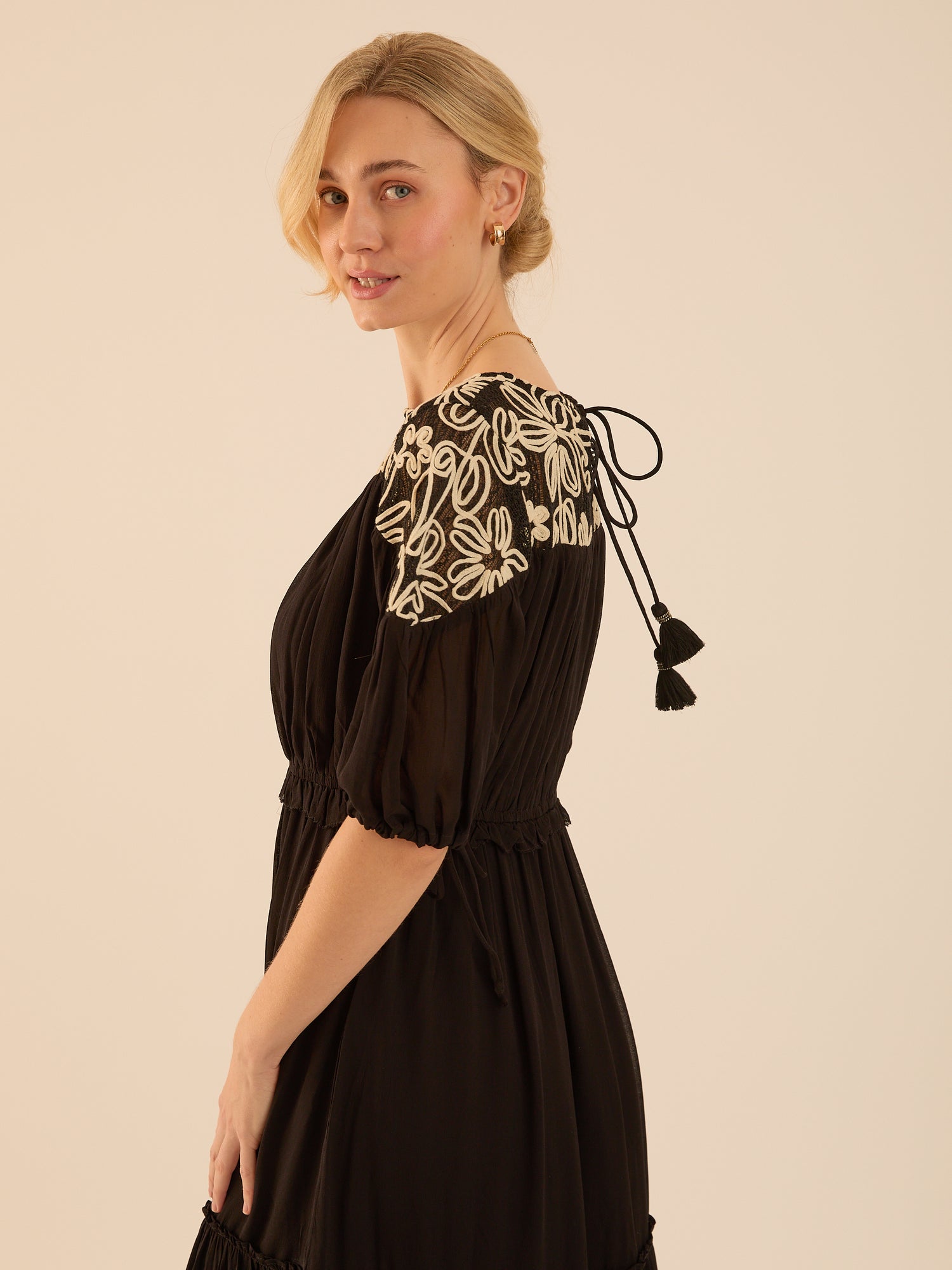 Rhea Black Lace Maxi Boho Dress Rose & Nancy Rhea Black Lace Maxi Boho Dress Rose & Nancy