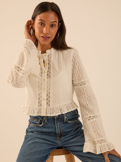 Abi Ivory Lace Broderie Blouse