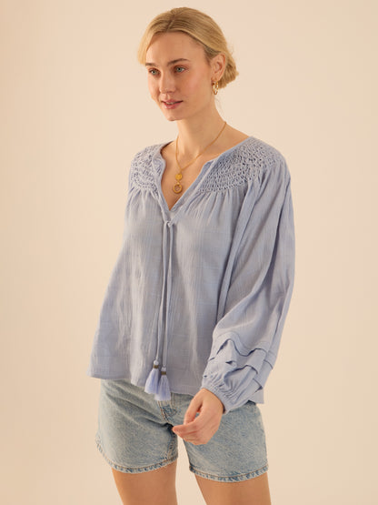 Kate blue smock detail blouse