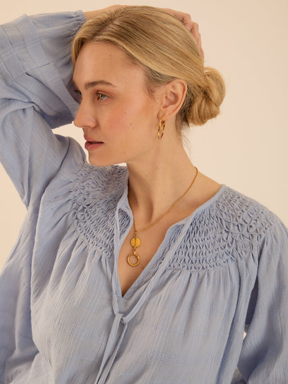 Kate blue smock detail blouse