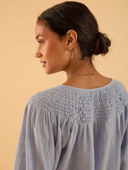 Kate blue smock detail blouse