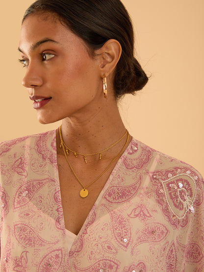 Mali Pink Print Beaded Maxi Dress
