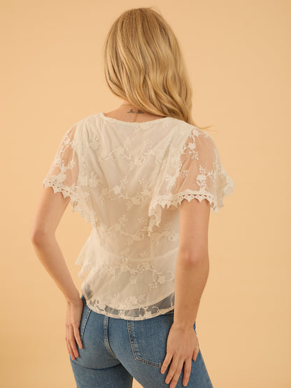 Ellen Ivory Lace Embroidery Blouse
