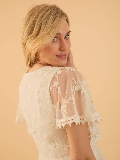 Ellen Ivory Lace Embroidery Blouse