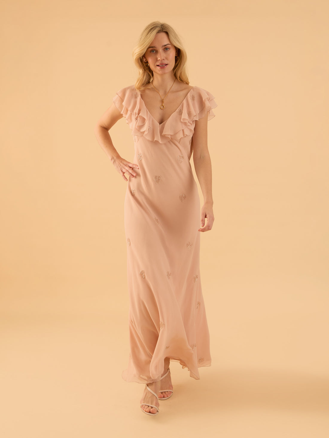 Lily Pink Heart Embellished Maxi Dress