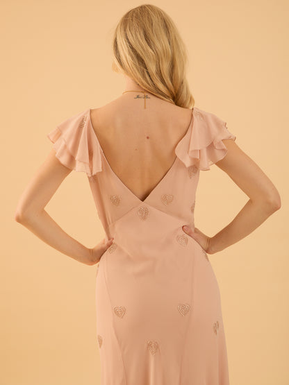 Lily Pink Heart Embellished Maxi Dress