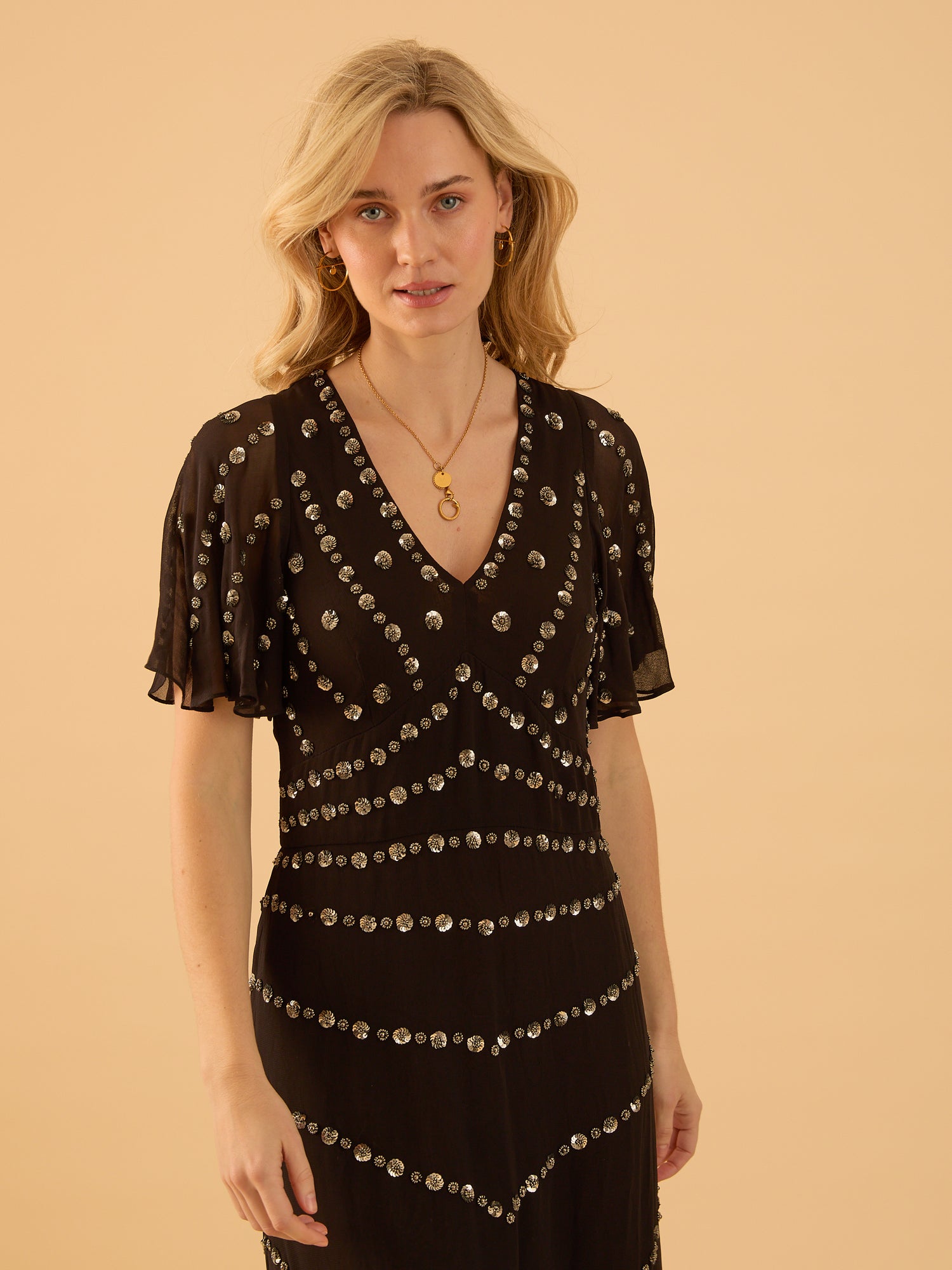 Rose Black Sequin Maxi Dress