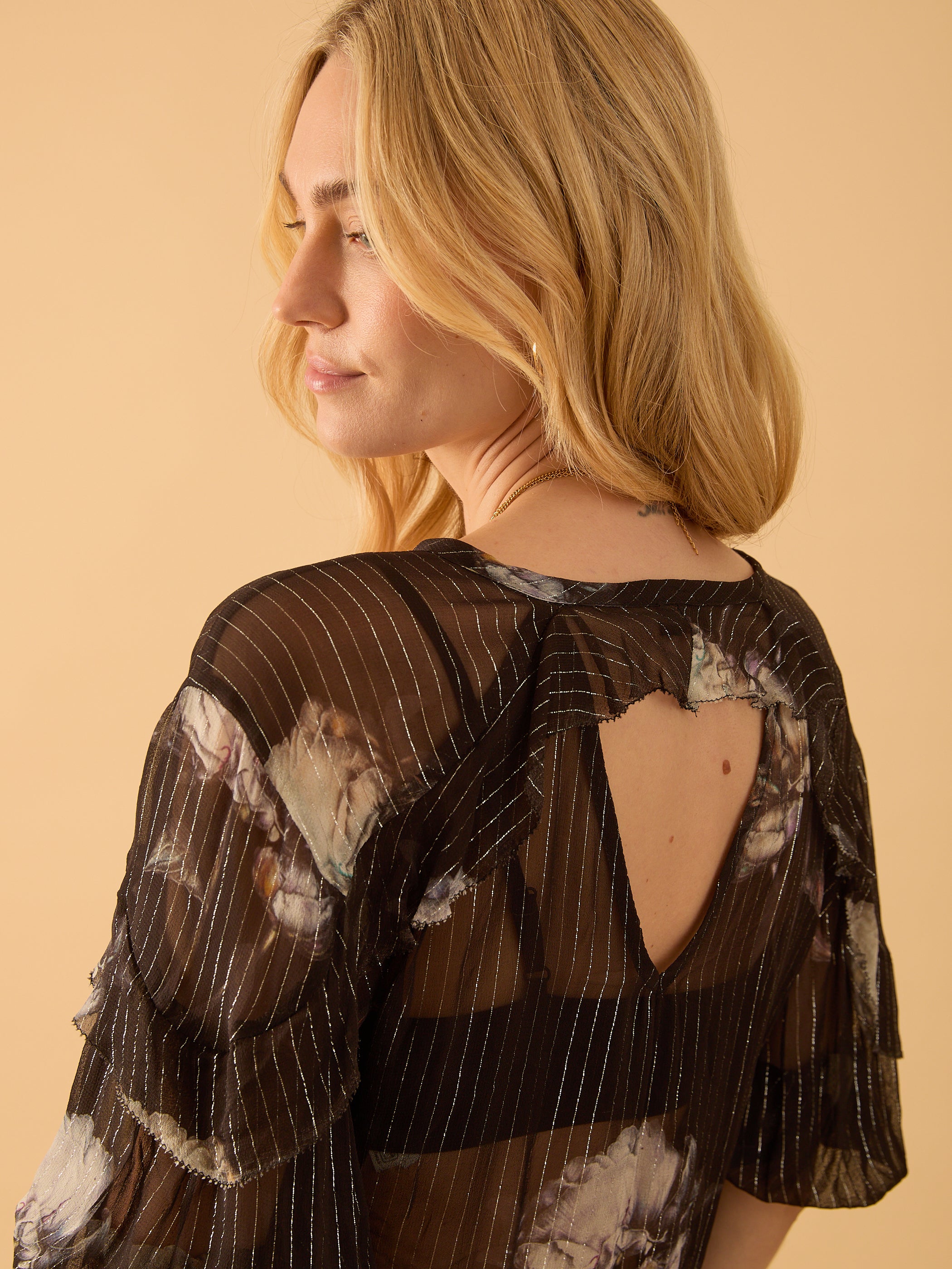 Luna Print Tie Frill Blouse