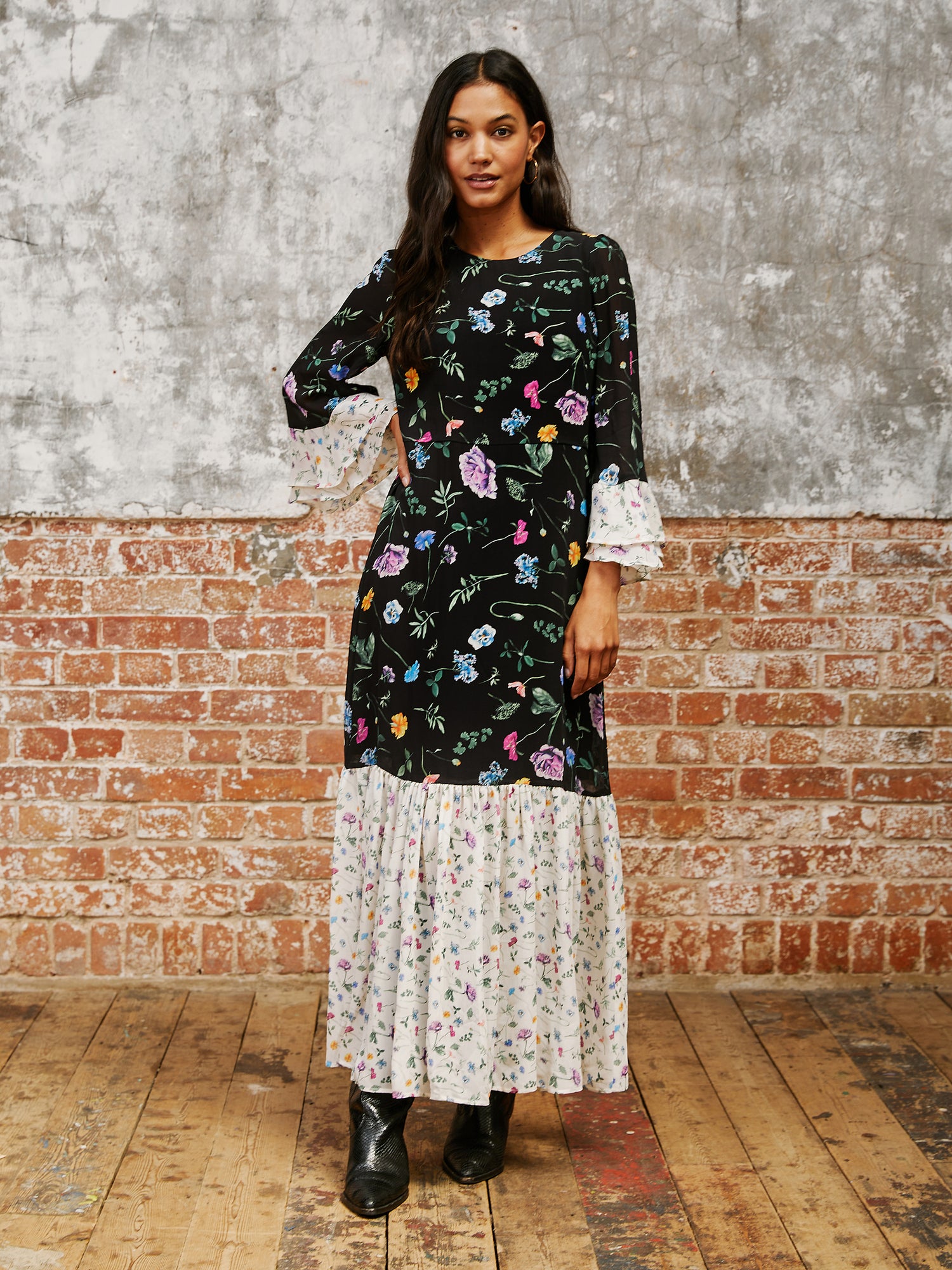 Flora Print Tiered Maxi Dress