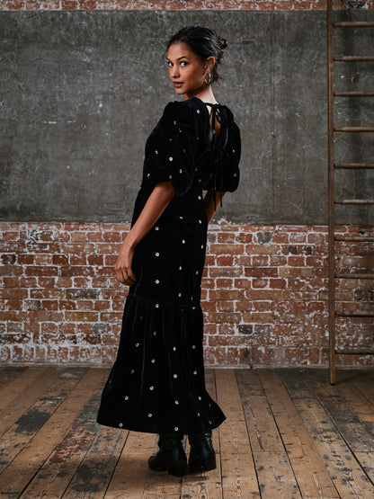 Mila Black Velvet Midi Dress