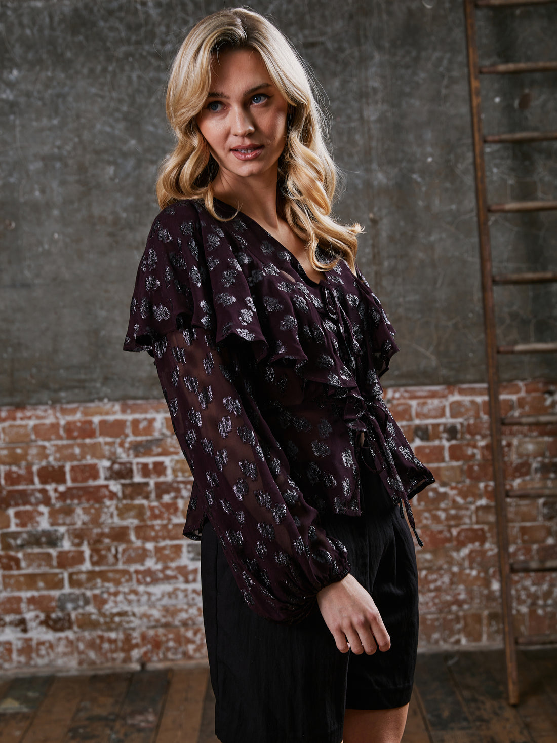 Willow Burgundy Frill Blouse