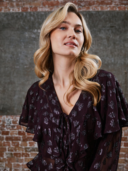 Willow Burgundy Frill Blouse
