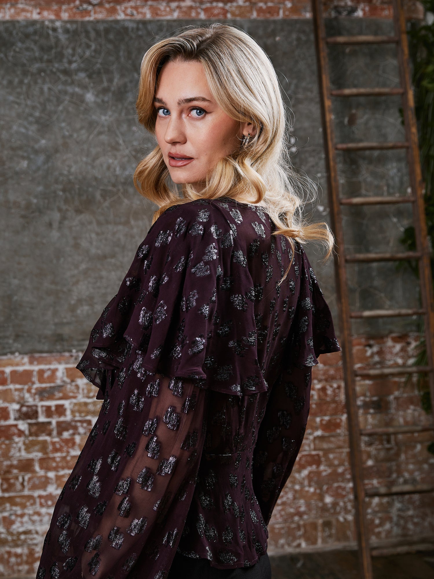 Willow Burgundy Frill Blouse
