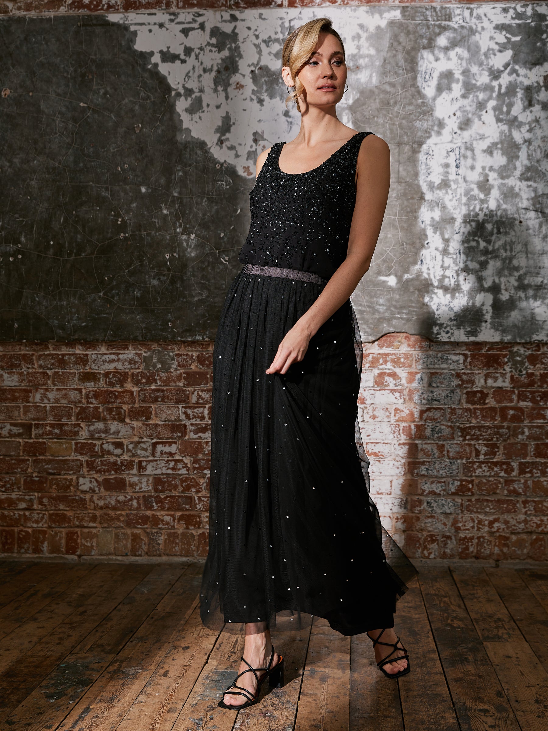 Piper Black Tulle Midi Skirt