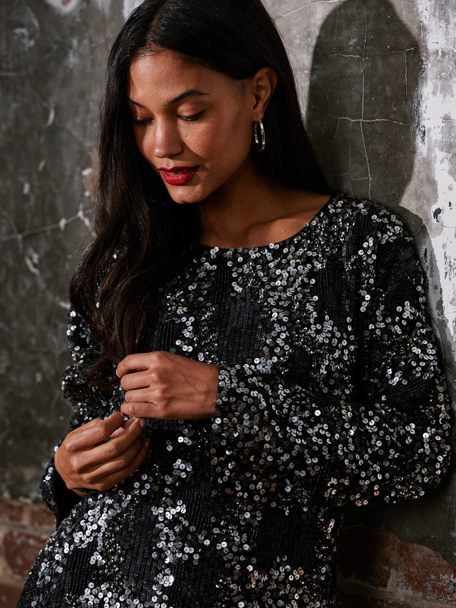 Eden Hand Beaded Black and Silver Mini Dress XL Eden Hand Beaded Black and Silver Mini Dress XL
