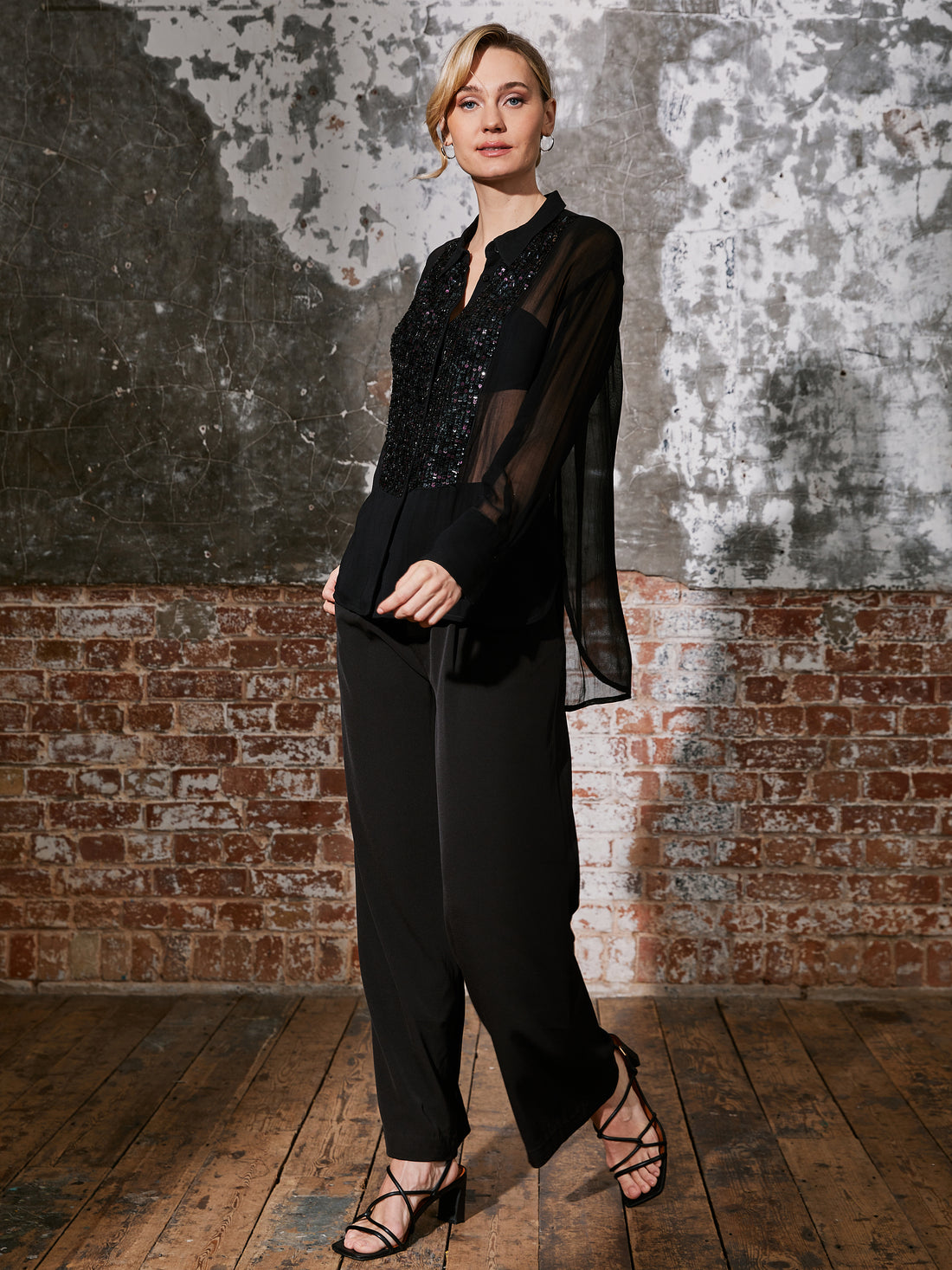 Faye Black Sequin Shirt