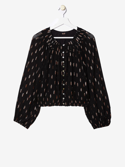 Talia Black Blouson Blouse