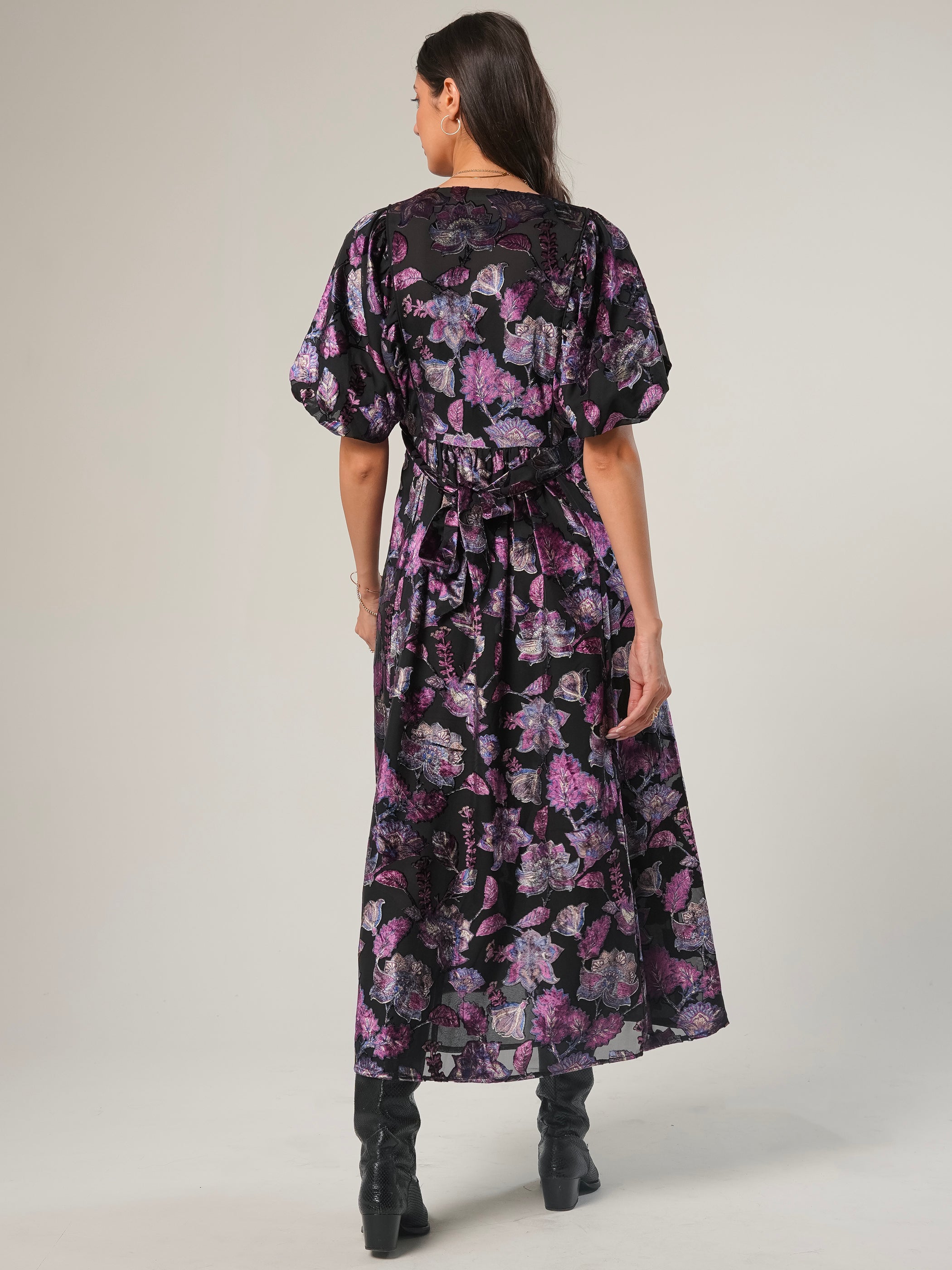 Margot Velvet Burnout Floral Dress