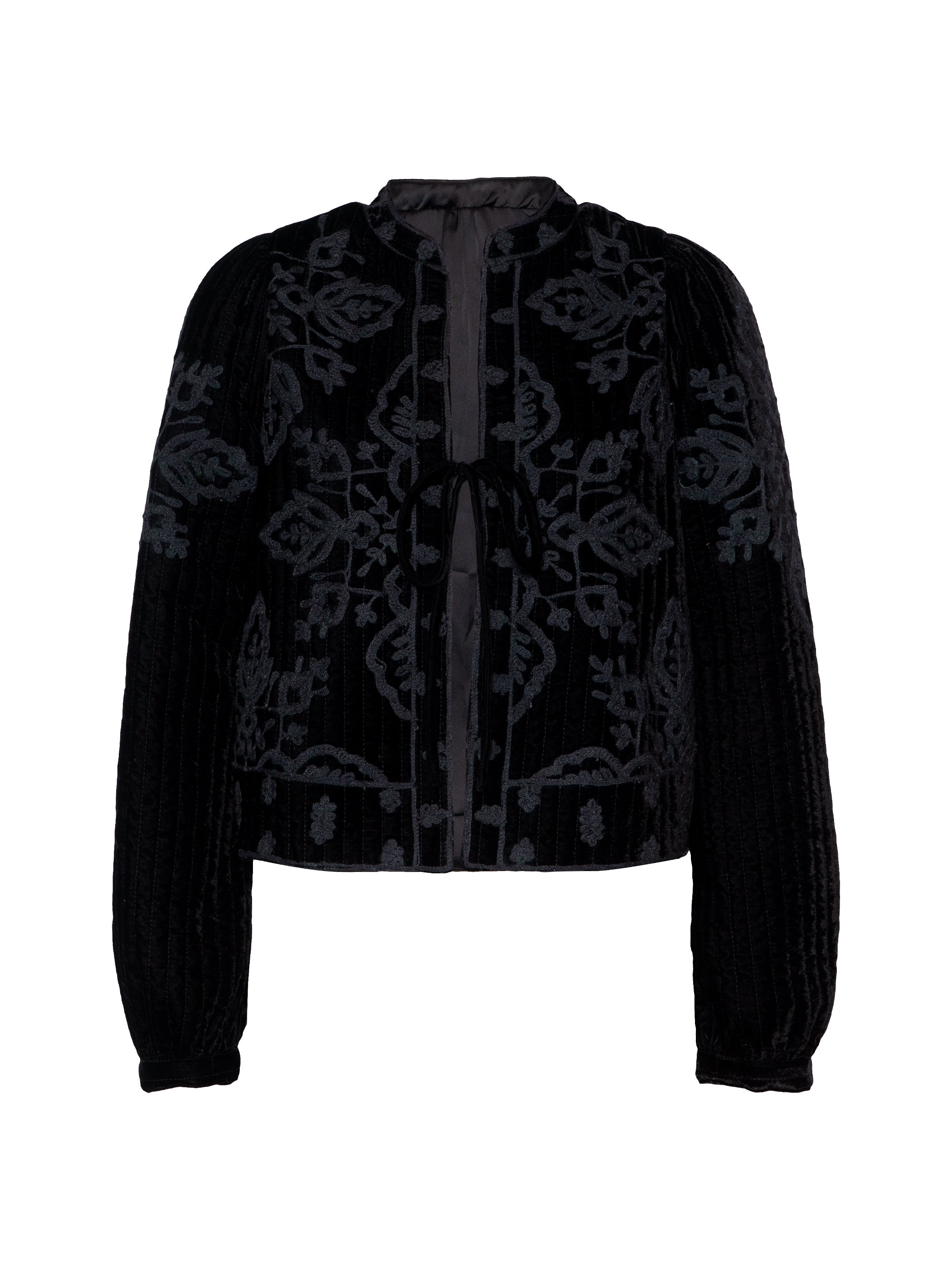 Lori Black Velvet Embroidered Quilt Jacket