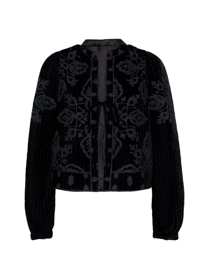 Lori Black Velvet Embroidered Quilt Jacket