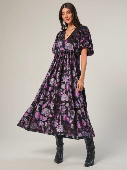 Margot Velvet Burnout Floral Dress