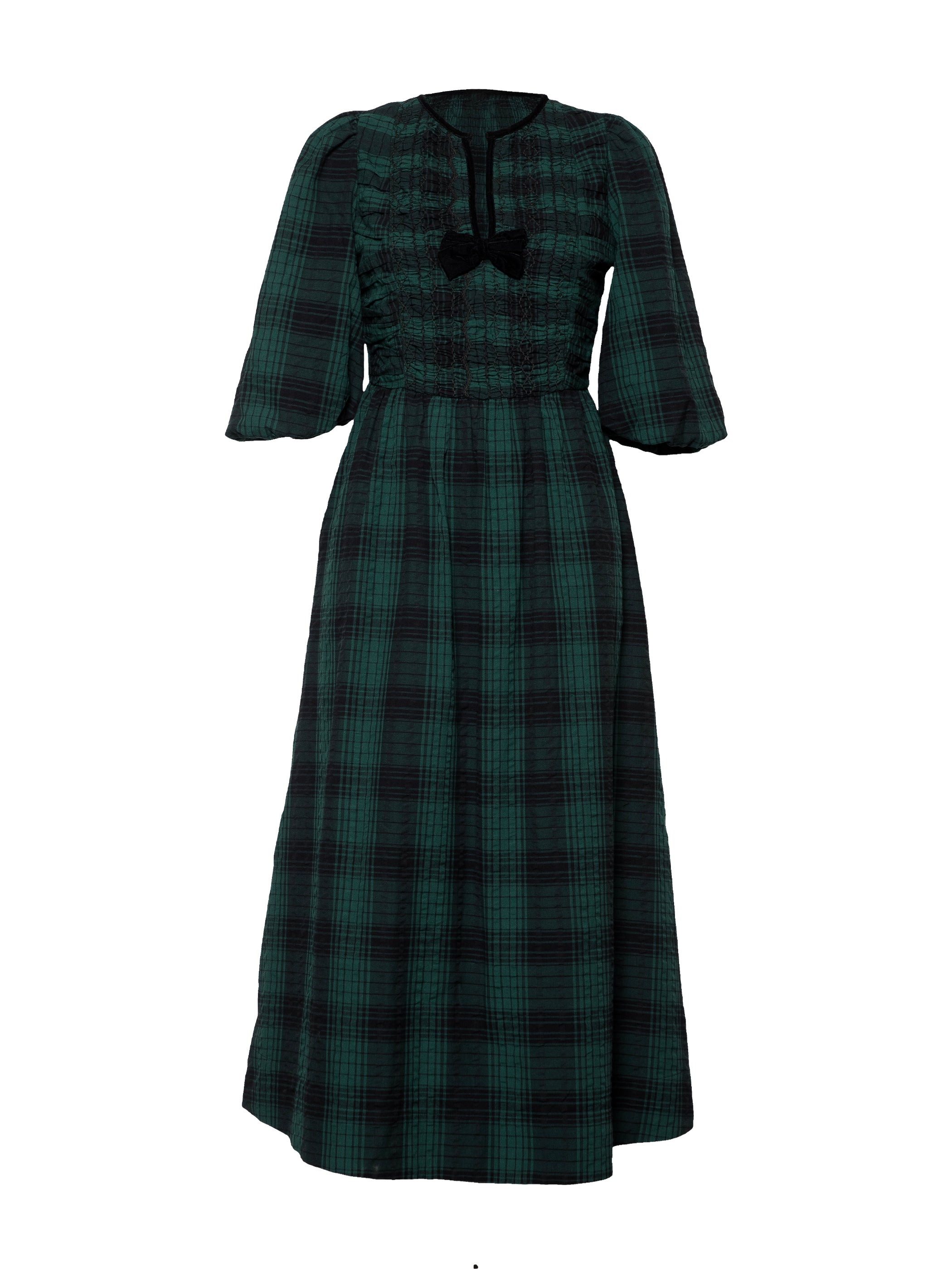 Iris Teal and Black Check Midi Dress