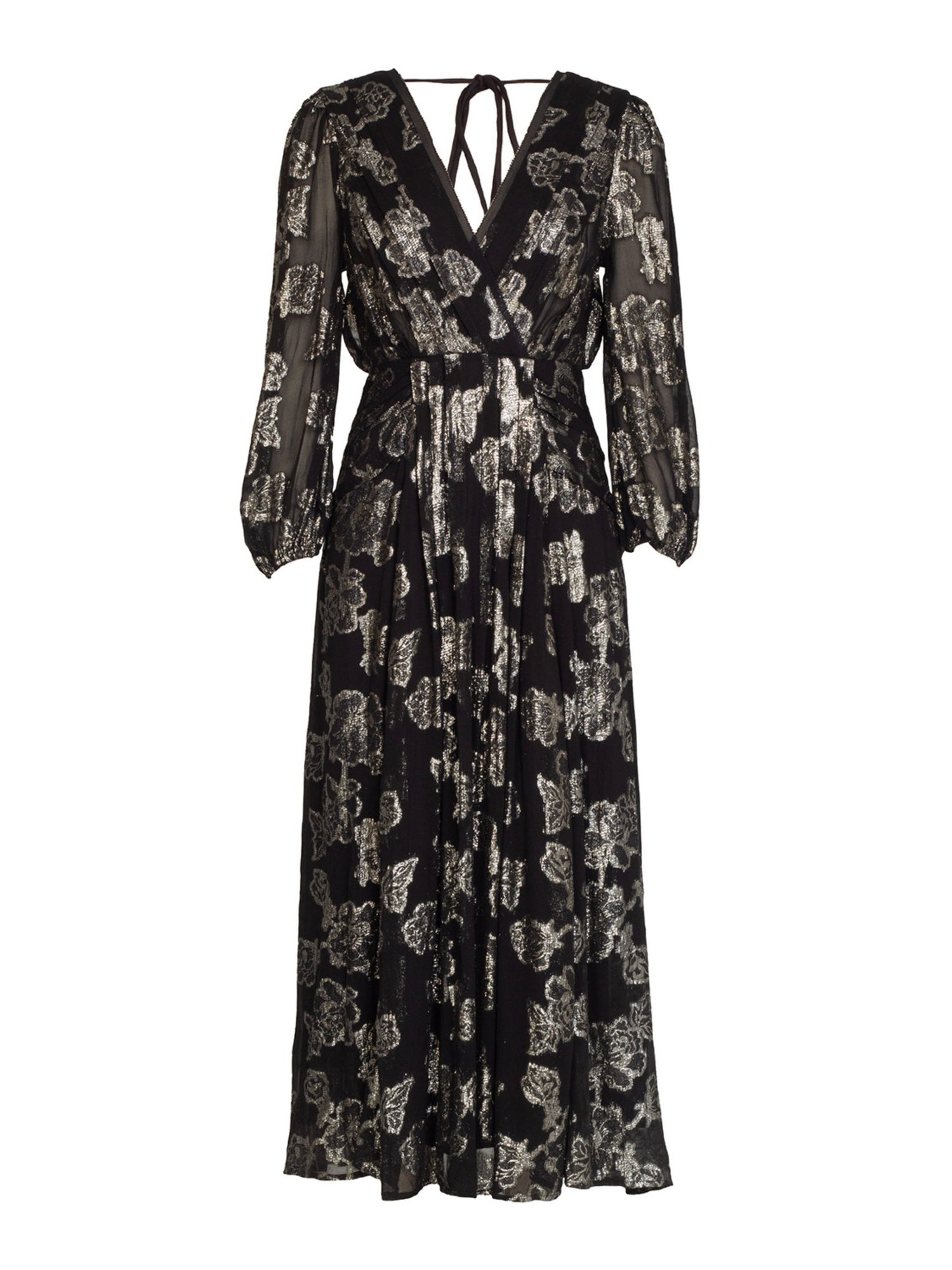 black and silver midi dress Tie Neck Midi Dress - Black and Silver Clip