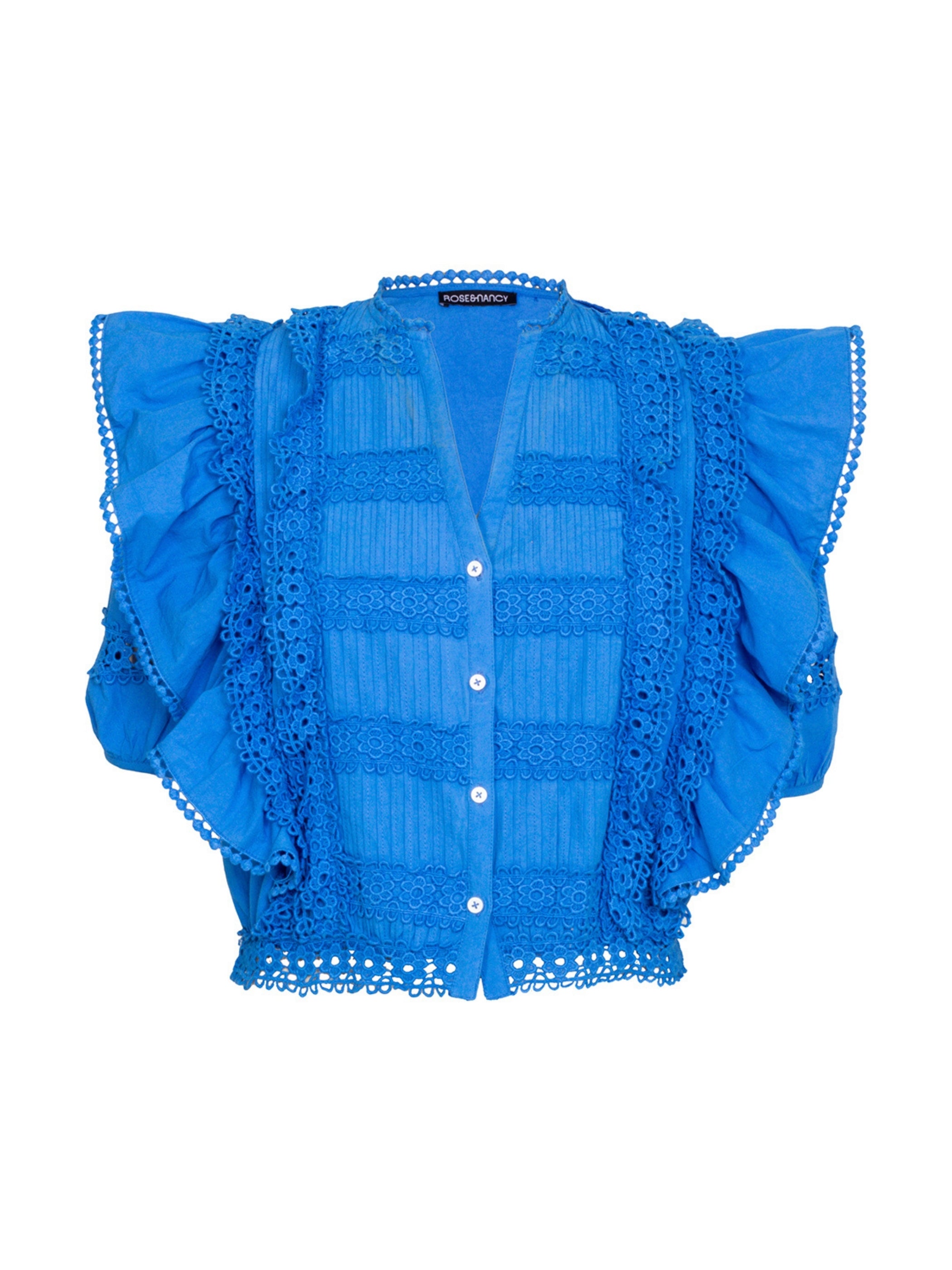 Daisy Blue Lace Trim Blouse