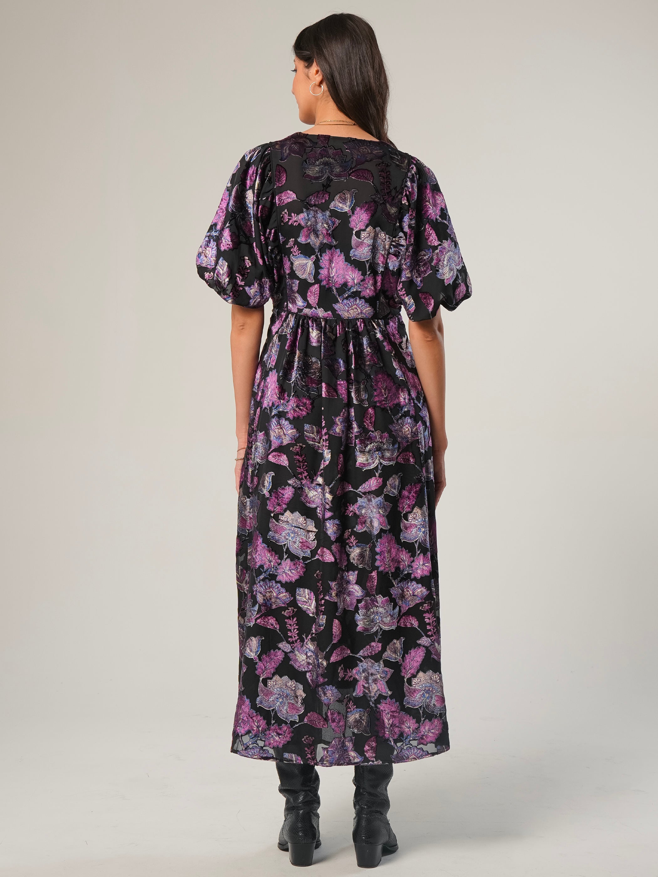 Margot Velvet Burnout Floral Dress
