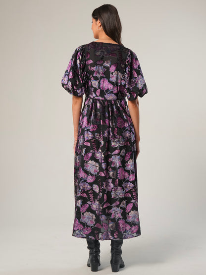 Margot Velvet Burnout Floral Dress
