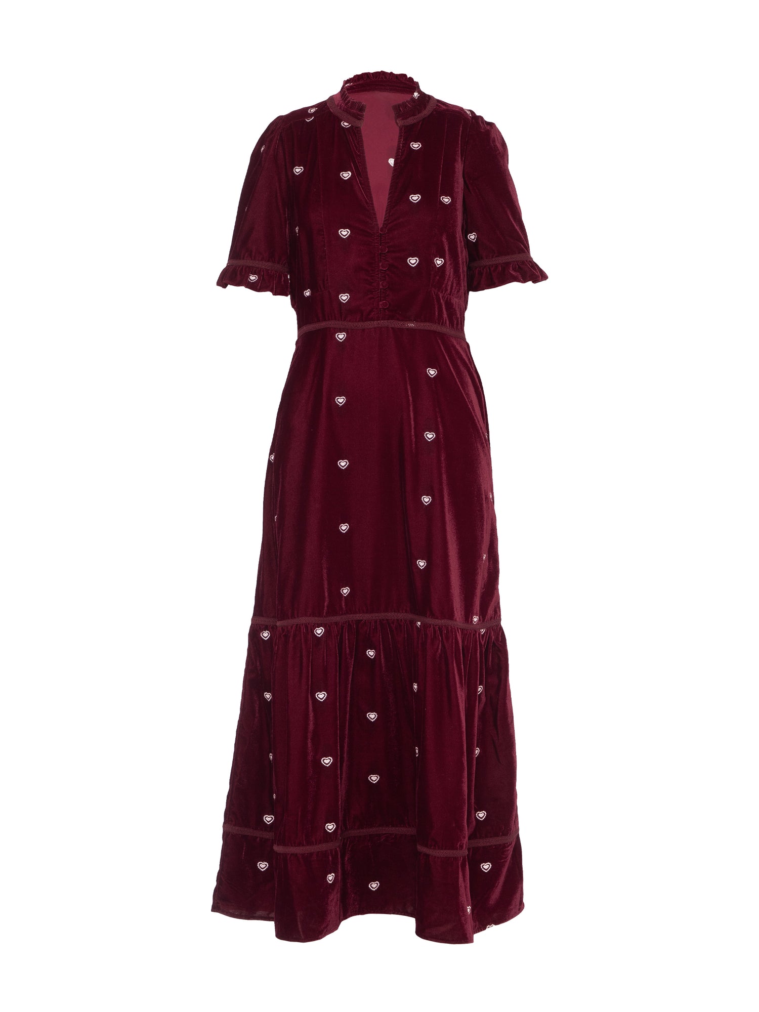 Sara Heart Embroidered Velvet Dress