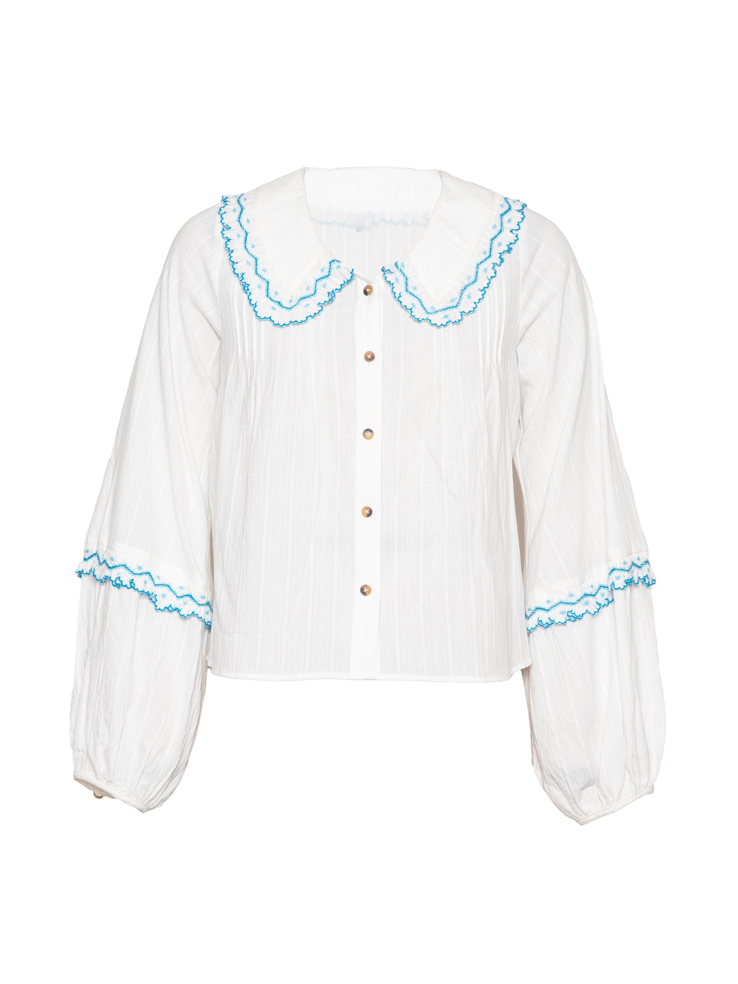 Angie Ivory Embroidered Collar Shirt 