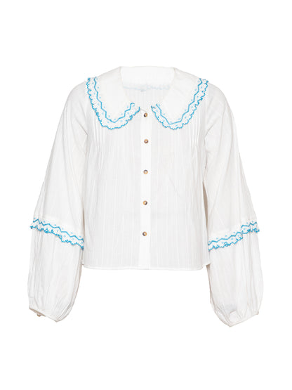Angie Ivory Embroidered Collar Shirt 