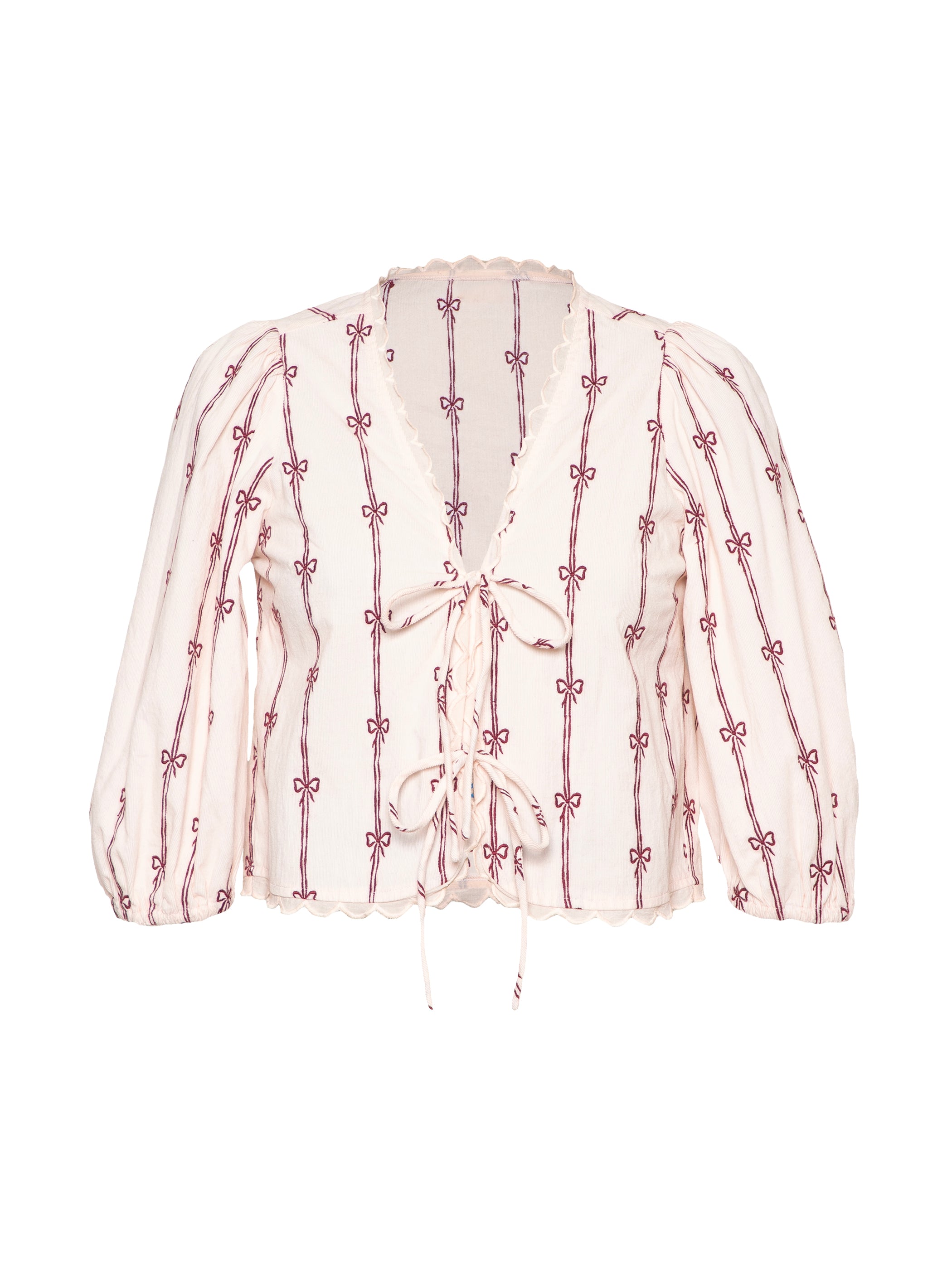 Beatrix Pink Cord Embroidered Shirt