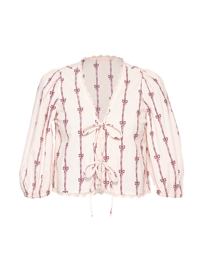 Beatrix Pink Cord Embroidered Shirt