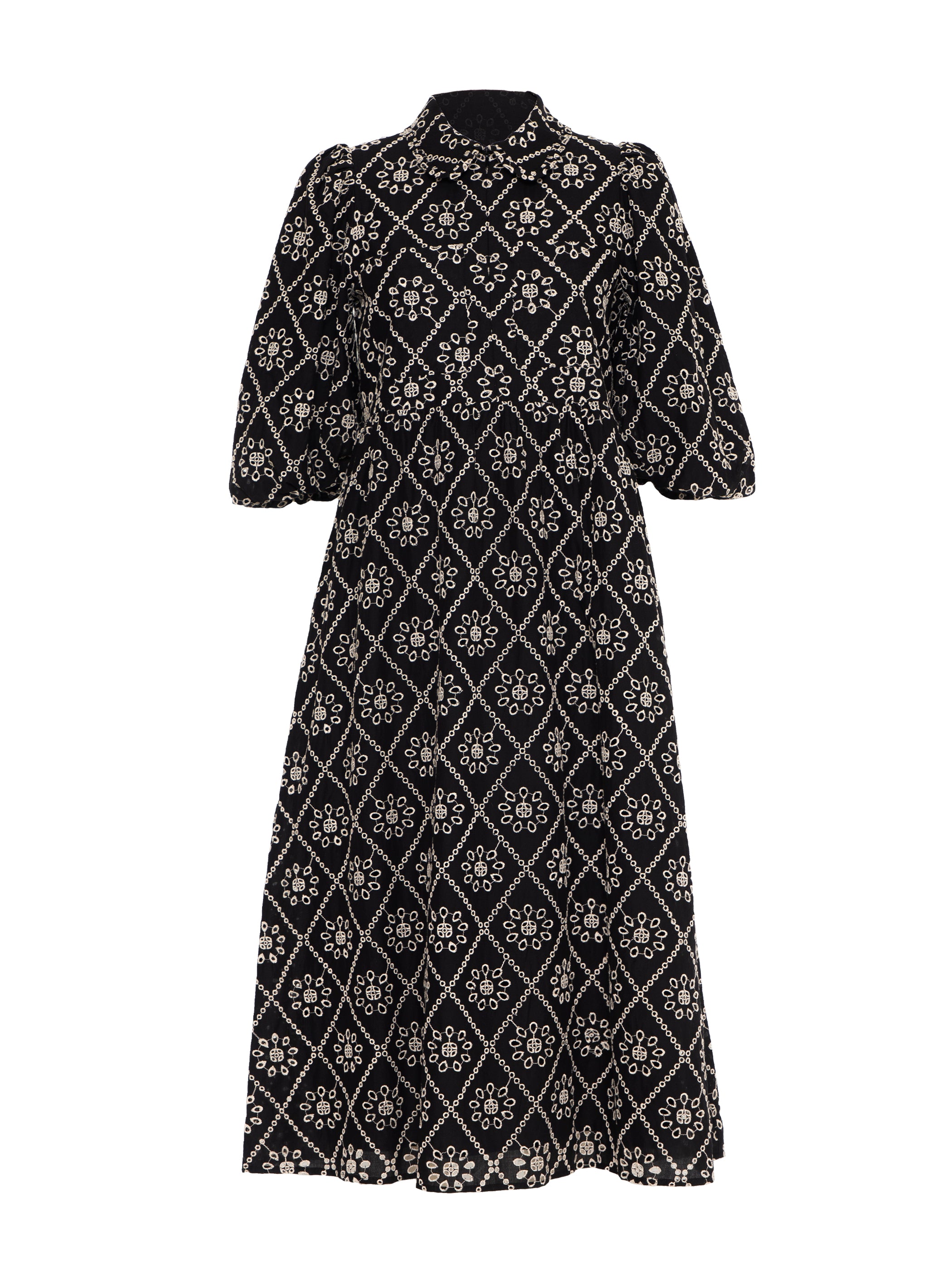 Lucille Black And White Broderie Dress