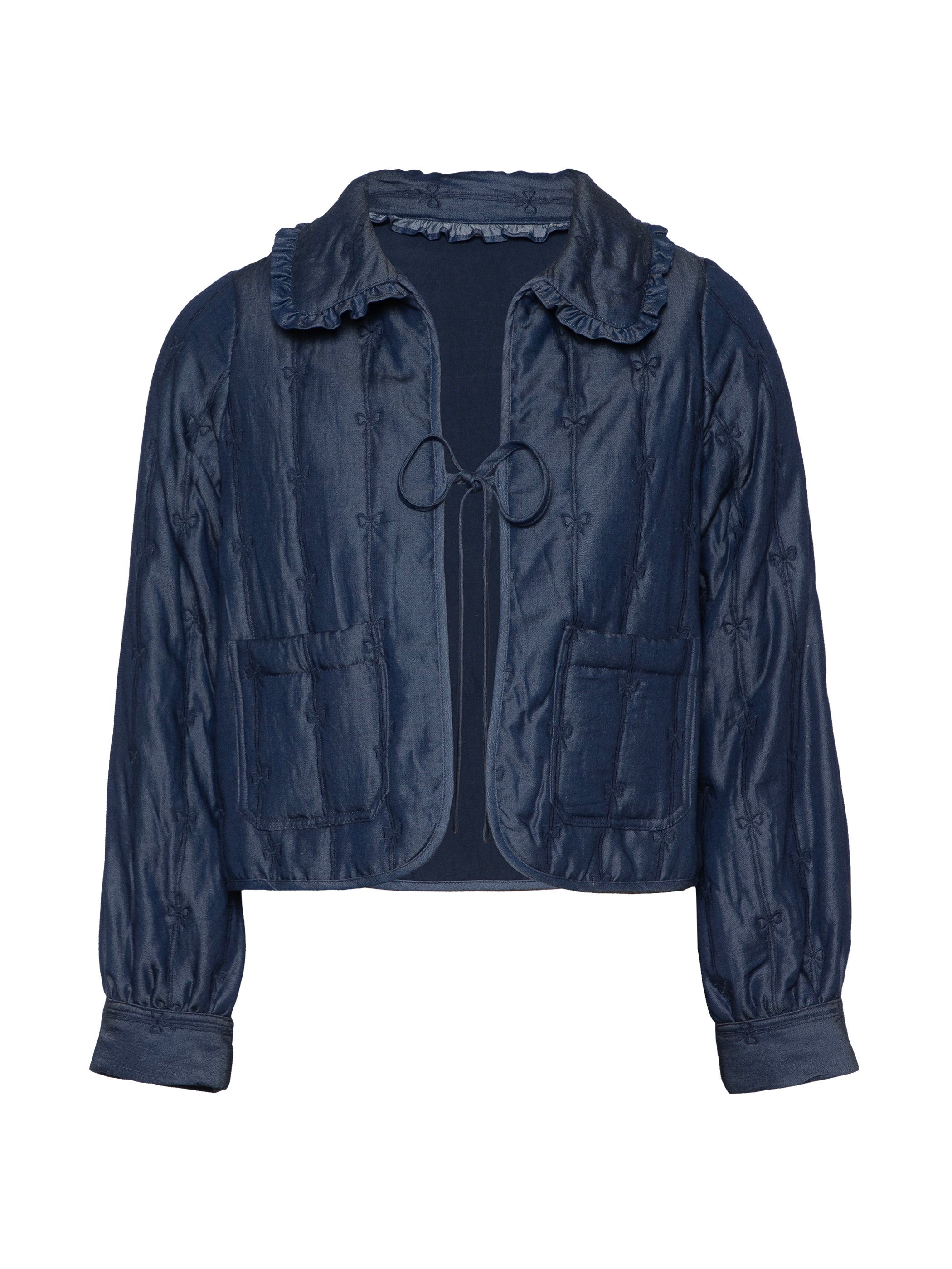 Beatrix Bow Embroidered denim quilted Jacket