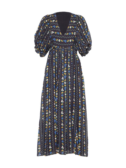 Kiri Black Floral Printed Maxi Dress