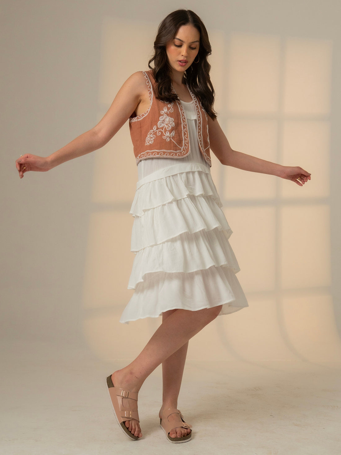 Lisa Embroidered Mocha Waistcoat 