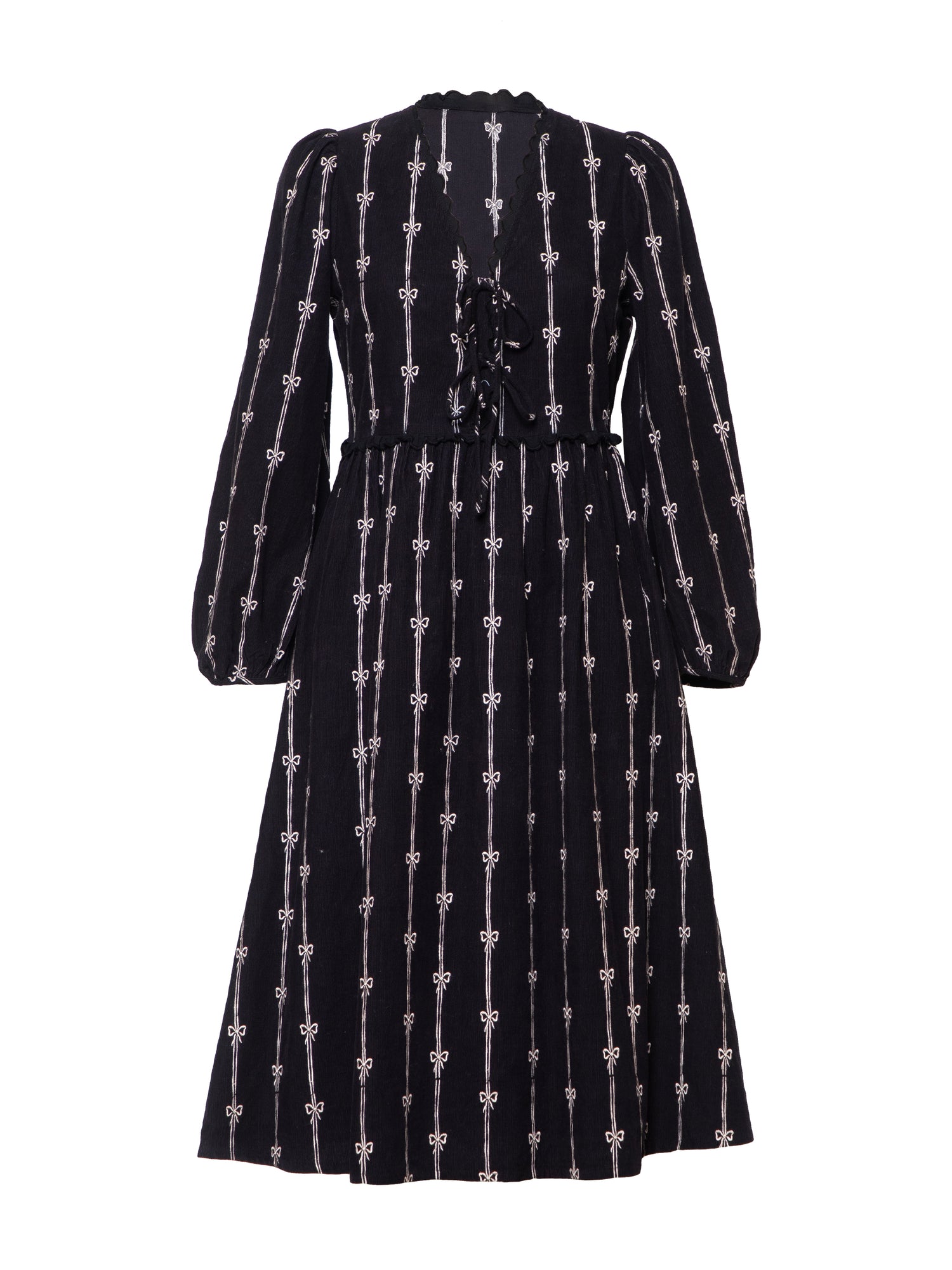 Beatrix Black Cord Embroidered Midi Dress